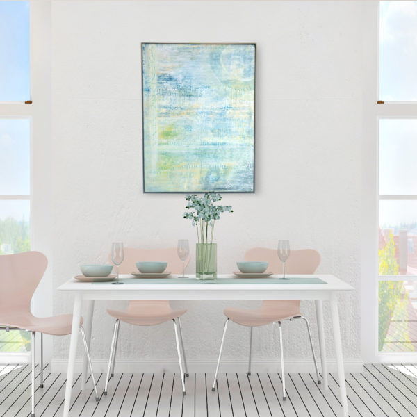 Moody Blues I Encaustic Painting by Heather Davis
